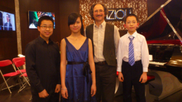 Steven Gong, Angeni Wang & William Lu after Young Stars Fazioli Piano Recital