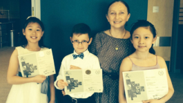 Julie Wu, Matthew Foresi and Carolyn Yu with Kiwanis 1st Prize Diplomas after playing in VSO School of Music