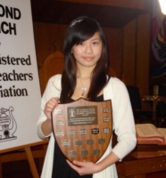 Clarabel Luk with BCRMTA Highest Mark Trophy for her ARCT Diploma Piano Exam